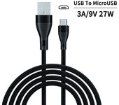 VAORLO 3A 27W Fast Charging Cable Compatible With Samsung Smart iPhone Huawei Xiaomi Support Data Transfer Durable Braided Wire