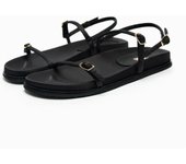 White Leather Flip Flops Woman Summer Wide Straps House Shoes Fashion Slingbacks Flat Sandals Beach Style Round Toe Slippers New