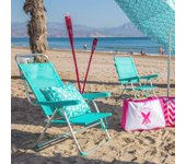 Playa Plegables | Ligera Portátil | Baja y Reclinable de 4 Posiciones | para Camping, Piscina, Terraza o Jardín Rosa