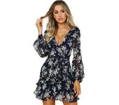 Elegant Mini Beach Dress Long Sleeves Women's Fashion with Floral Charm