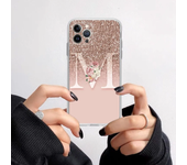 Funda de teléfono transparente con letras rosas brillantes M R para IPhone 15 8 7 6 6S Plus X SE 2020 XR XS 14 11 12 13 Mini Pro Max