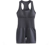 FKAFIT Women Yoga Rompers Workout Ribbed Square Neck Sleeveless Summer Bodycon Playsuit Sports Short Bodysuit