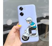 For Oppo A96 4G Cases 6.59 inch Liquid Silicone Matte Candy Phone Cases Cover Oppo A96 5G CPH2333 A 96 Flower Girl Bear Painting