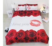 JF-105 *I love You Romantic red roses bedding gift girlfriend twin full queen super king size white duvet covers 3D bedclothes