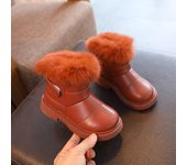 Kids Winter Velvet Warm Boots Baby Toddler Leather Snow Boots Childrens Girls Waterproof Shoes Little Boys Outdoor Boots