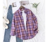2025 New Fine Loose Casual Women Plaid Fresh College Style Long Sleeve Blouses & Tops Ladies Flannel Checked Shirt Clothes