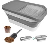 Contenedor Comida Perro Pienso, Contenedor Pienso Perro Gato Plegable, Caja Almacenamiento Comida con Pala y Taza Medidora, Con