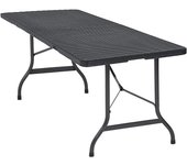 Mesa Jardín Plegable 183x76cm Interiores y Exteriores Acero HDPE Bufé Portátil 8 Personas