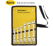 1set Ratchet Spanner Wrench Set,Gear Ring Ratcheting Combination Wrench Kit Metric Flexible Head with Canvas Bag,Car Repair Tool