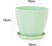 Maceta de plástico para flores, maceta para plantas suculentas con bandeja, eneldo verde, redonda, doble capa, pequeña maceta, decoración de escritorio para el hogar y la Oficina