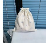 Casual Canvas Bow Print Drawstring Backpack foldable Lightweight Storage Hanging Bag Large Capacity Gym Sack Travel