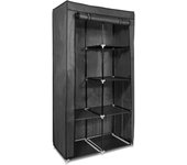 Navaris Armario de Tela Plegable Grande - Ropero con baldas y Barra para Colgar Ropa - 88 x 170 x 45 CM - Perchero Organizador para Dormitorio Gris