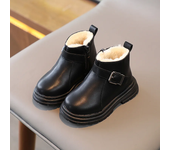 Moda De Lana Botas Cortas Botas De Moda Niñas Fondo Suave Botas De Algodón Cálidas Hebilla