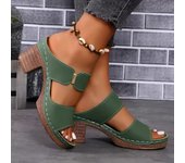 Verano señoras hueco sandalias ligeras tacones altos nuevo formal grueso zapatillas fondo abierto dedo del pie ocio zapatillas de tacón abierto