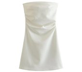 BUNO-New Elegant Fashion Women, Mini Pleated Strapless Dress, Retro Sleeveless Backless Dress for Women
