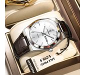 POEDAGAR Luxury Watch for Men Military Leather Man Wristwatch Quartz Clock Waterproof Luminous Date Week Men's Watches+box