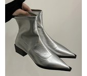 Women's Short Boots Pointed Toe Comfortable Chunky Heel Non-slip Solid Colour Fashion Women's Boots