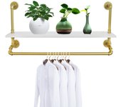Wall Mounted Garment Clothing Rack Retro Industrial Pipe Floating Clothes Shelf