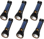 2-8pc Solar/Rechargeable Multi Function 1000 Lumens LED Flashlight Emergency Strobe Light 1200 Mah Battery USB Charging Cable