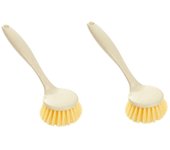 2pcs Ergonomic Design Cleaning Brush Straw Pot Washing Tool with Handle Home Cleaning Brush