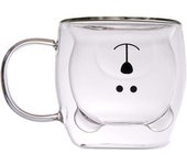 Taza de café doble pared taza de cristal árbol de Navidad tazas de cristal pequeño oso con diseño de leche, regalo de cumpleaños creativo San Valentín romántico