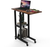 Rcynview Mesitas de Noche Dormitorio con Enchufes y Puertos USB, 1x Mesita de Noche con Ruedas Mesilla de Noche Minimalista de Madera con función de Carga Estación de Carga Mesa Auxiliar Salón 40x30x60cm Negro