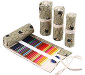 Canvas Pencil Bagpencil Cases Roll Pencil Case 48 Holes Colored Pencil Case Travel Organizer School Supplies Case