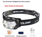 linterna frontal led recargable inteligente inducción al aire libre camping pesca multifunción Portátil