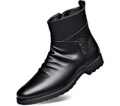 Nuevas Botas De Cuero De Vaca De Primera Capa Para Hombre, Botas De Moto Con Cremallera Lateral Interior, Botas De Media Caña Pa