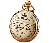Personalized Pocket Watch With Chain, Engraved I Love You Used For Birthday Christmas Graduation Gifts Pocket Watches