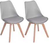 Pack de 4 Sillas de Comedor Sillas Cocina Nórdico con Asiento Tapizado y Las piernas de Madera de Haya Maciza, Blanco