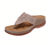 Women Fashion Wedge Sandals Casual Faux Leather Solid Color Flip Flops Lightweight & Comfortable Shoes