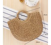 Round Straw Beach Bag Vintage Handmade Woven Shoulder Bag Raffia Circle Rattan Bags Bohemian Summer Vacation Casual Bags