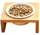 Double Single Dog Bowls Dog Food and Water Bowl Set with Wooden Stand Suitable for Small or Big Cats Dogs