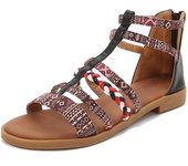 2025 Bohemian Women's Summer - Flat Sandals in Mixed Colors for Beach and Party Use