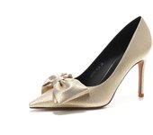 2024 new style women's shoes/sandals/high heels/stilettos/pointed toes/spring/summer/autumn/winter/banquet/wedding/work/leather/6.5 Gold