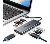 Minisopuru Base USB C multipuerto USB C 7 en 1 con HDMI 4K, entrega de energía de 100W, 3X USB 3.0 para MacBook Pro Air iPad