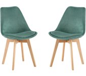 Pack de 4 Sillas de Comedor Sillas Cocina Nórdico con Asiento Tapizado y Las piernas de Madera de Haya Maciza, Blanco