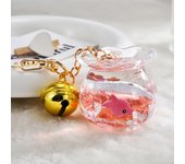 LLavero de Animales Marinos de tanque de peces dorados, arena movediza en botella de aceite, Accesorios de escritorio, colgante de bolsa, nuevo