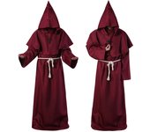 Disfraz de Monje Hombre (con Cruz) Disfraz de Monje Sacerdote, Disfraz de Monje Satánico Medieval, Disfraz de Monje Hombre para Adulto, Disfraz de Carnaval de Semana Santa para Hombre