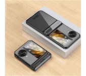 Vacío Galvanoplastia HD Transparencia Bisagras Carcasa del teléfono móvil OPPO Find N3 Flip, Find N2 Flip, Funda protectora