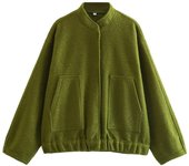 2025 New Solid Coat Button Up Long Sleeve Pocket Bomber Jacket