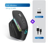 Ratón Inalámbrico para Juegos y Uso de Oficina Diseño Ergonómico, Recargable, RGB, Con Bluetooth, 2.4G