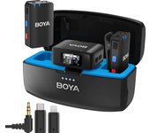 BOYA BOYAMIC micrófono de solapa Lavalier inalámbrico profesional para cámara iPhone Android Youtube Streaming grabar entrevist