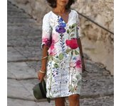 2024 New Butterfly Print Fashion Mid-sleeve New Dress