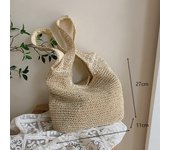 Round Straw Beach Bag Vintage Handmade Woven Shoulder Bag Raffia Circle Rattan Bags Bohemian Summer Vacation Casual Bags