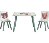 y Sillas Infantiles de 3 Piezas Mesa Infantil con 2 Sillas Juego de Muebles para Actividades para Niños de 3-8 Años para Dormitorio Sala de Juegos Verde y Blanco