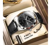 POEDAGAR Luxury Watch for Men Military Leather Man Wristwatch Quartz Clock Waterproof Luminous Date Week Men's Watches+box