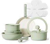 CAROTE Juego de Ollas y Sartenes, Juego de Utensilios de Cocina Antiadherentes con Mango Desmontable, 15pzas Juego de Utensilios de Cocina de Inducción Antiadherentes con Mango Desmontable, Juego de Utensilios de Cocina para RV, Apto para Horno