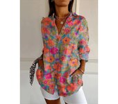 Camisas hawaianas con estampado 3d para mujer, camisas de gran tamaño, con solapa, a la moda, para fiesta en la playa, Verano